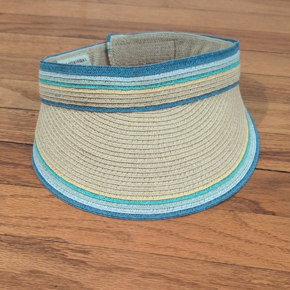 Chic Straw Visor with Blue Accents